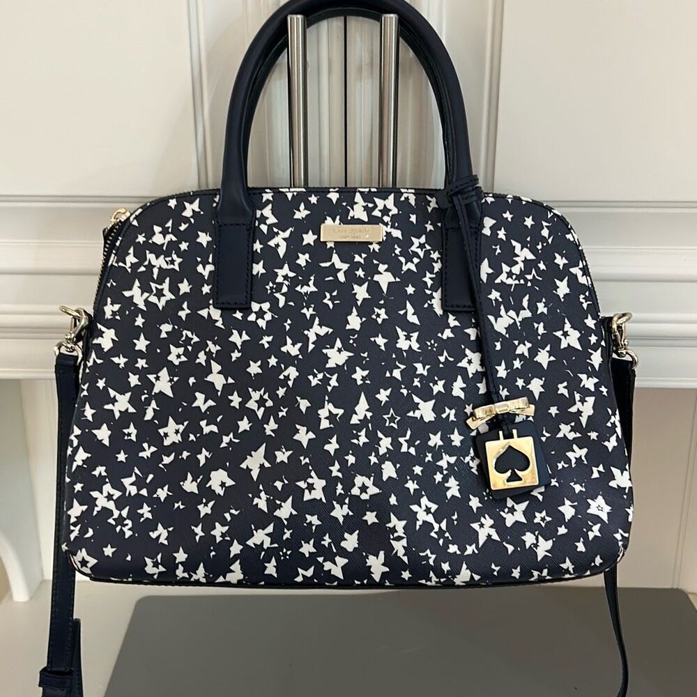 Kate Spade Brightwater Rachelle Stargazer Grainy Textured Vinyl Navy White